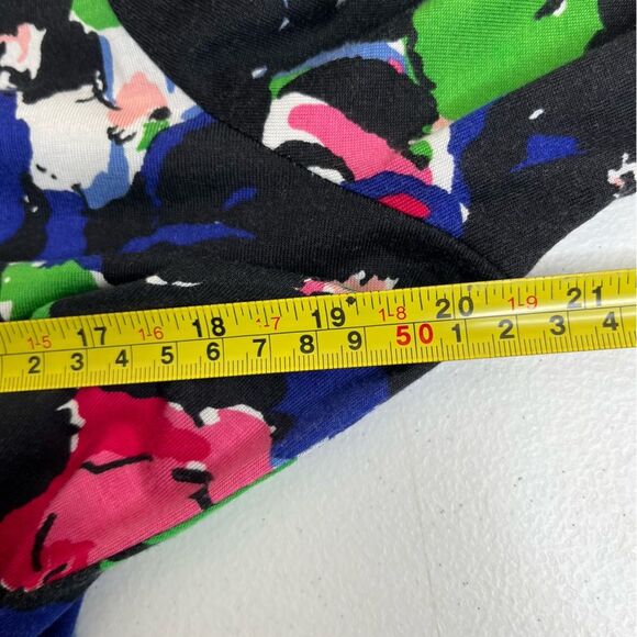 Talbots Black Multi Color Floral Surplice Wrap Top 3/4 Sleeve Women Size Large - Picture 8 of 10